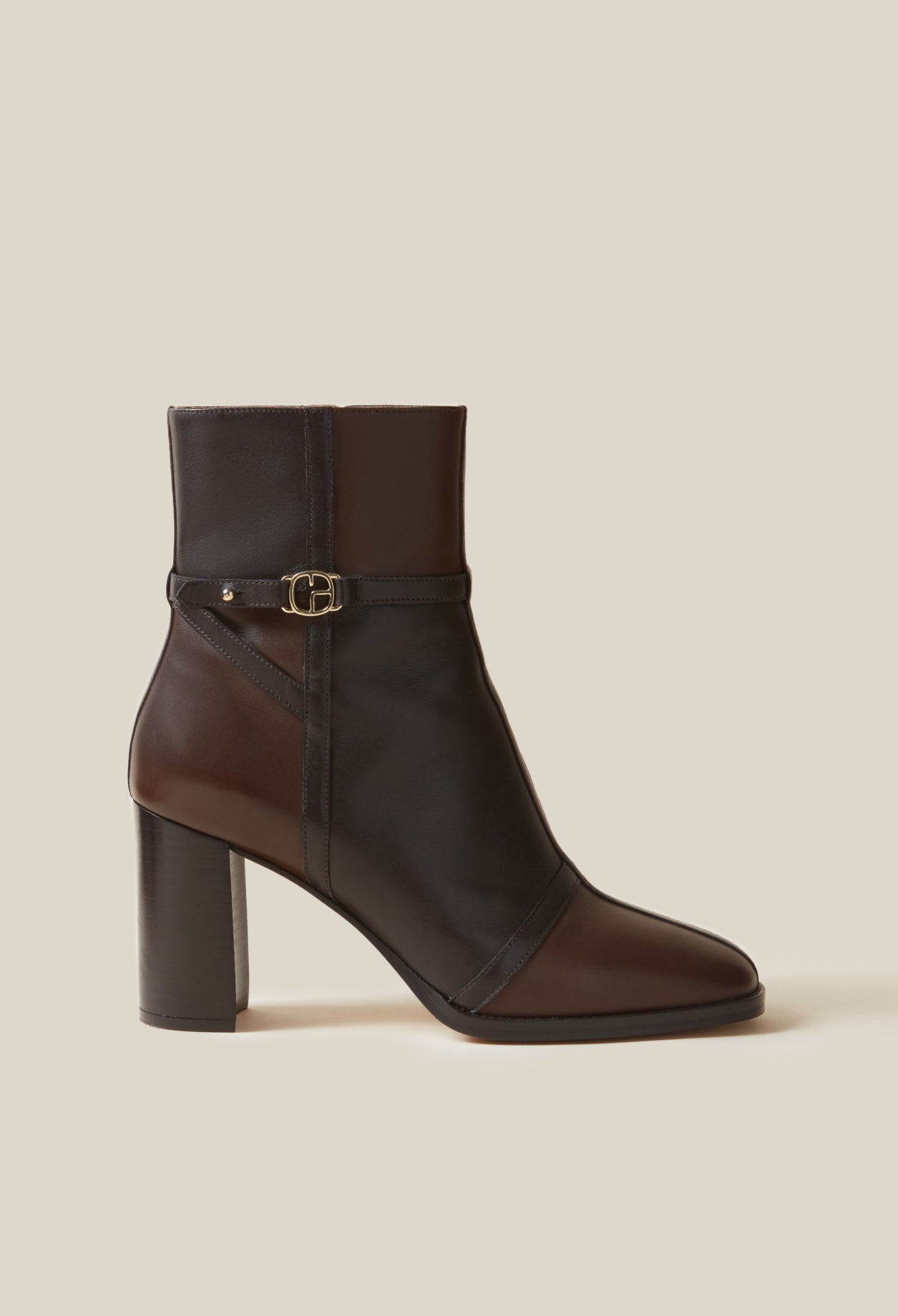 Patchwork Patent Leather Ankle Boots