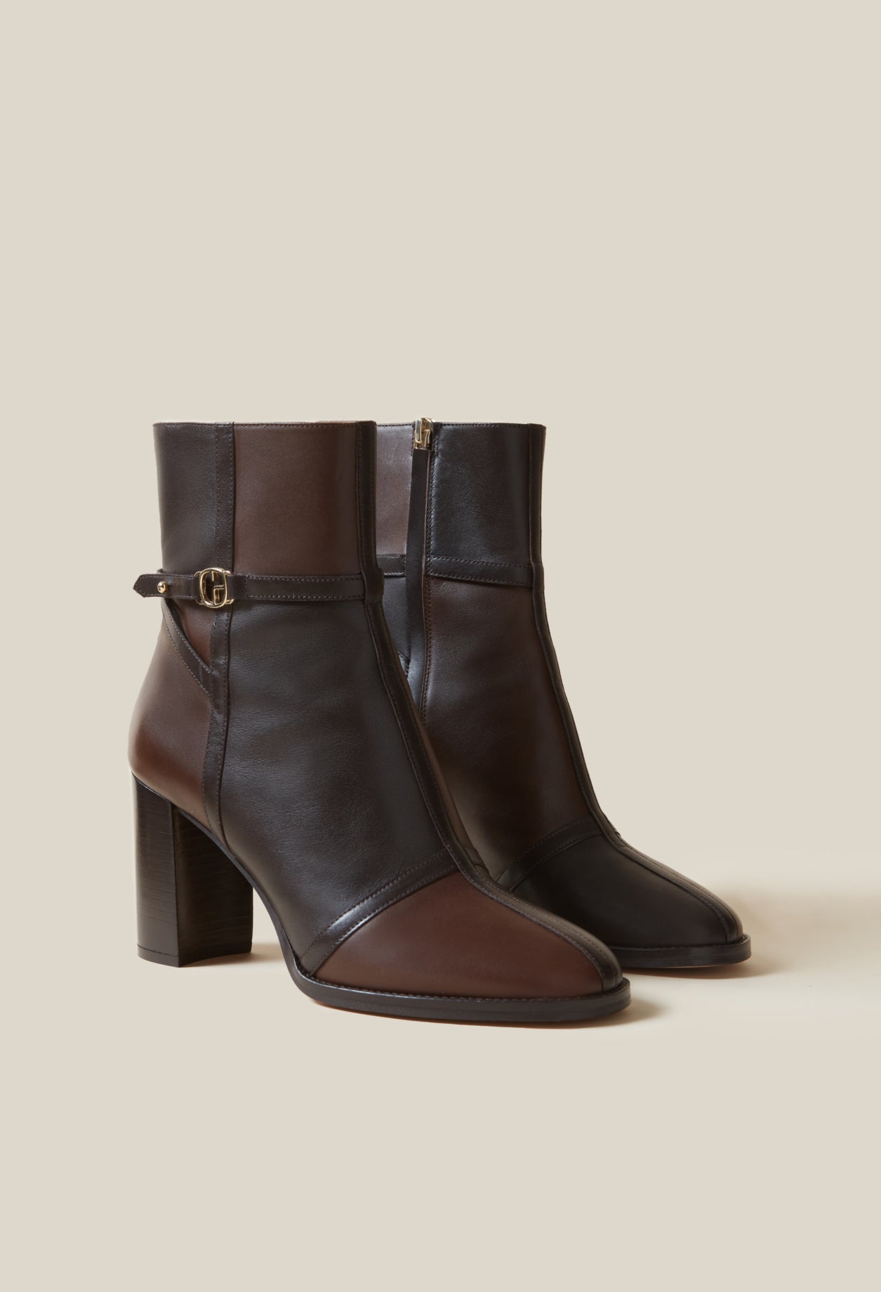 Patchwork Patent Leather Ankle Boots