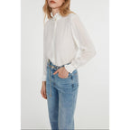 Claudie Pierlot - Chemise Blanche Col Montant Ondulé