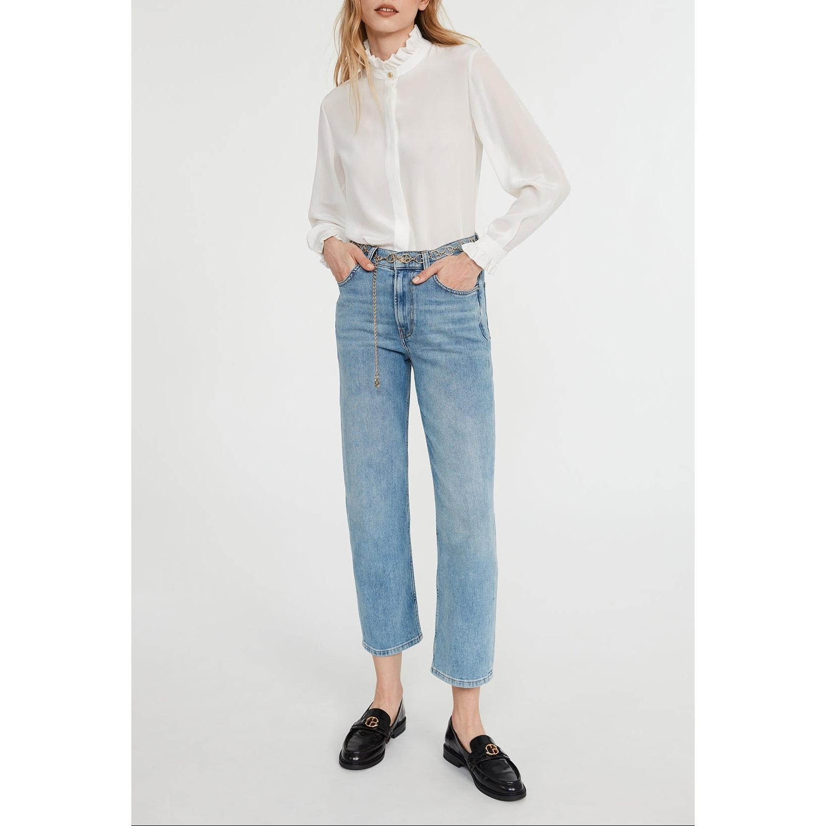Claudie Pierlot - Chemise Blanche Col Montant Ondulé