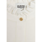 Claudie Pierlot - Chemise Blanche Col Montant Ondulé