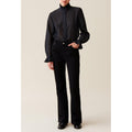 Camisa Fluida con Cuello Volante y Rayas