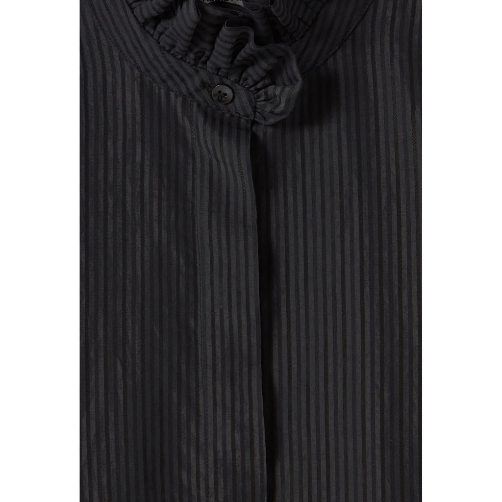 Camisa Fluida con Cuello Volante y Rayas