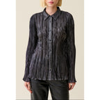 Blusa Plisada Fluida Plateada