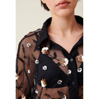 Black Embroidered Sheer Shirt