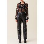 Black Embroidered Sheer Shirt