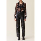 Camisa Negra Transparente Bordada