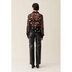 Black Embroidered Sheer Shirt