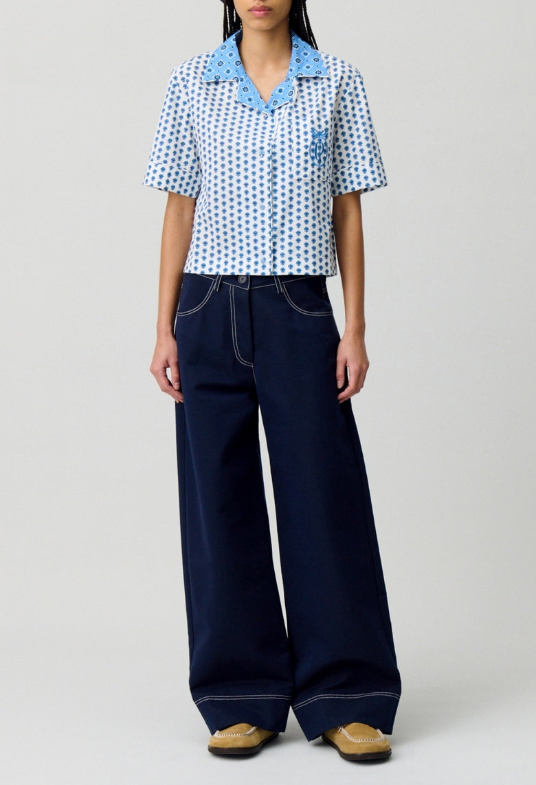 Camisa Clelia Print Azul Claro