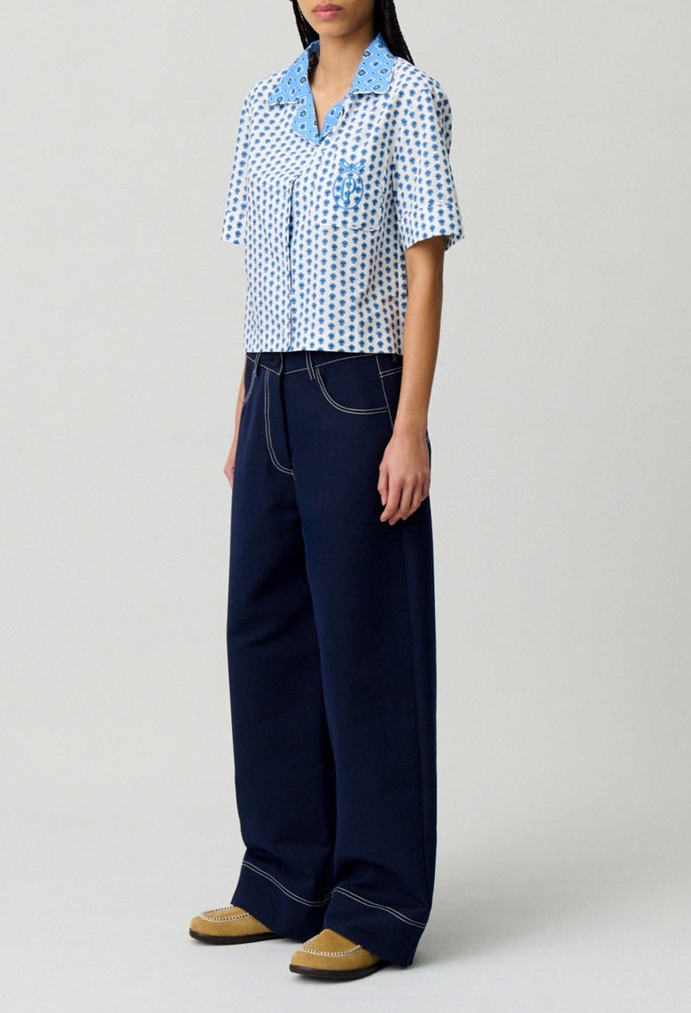 Camisa Clelia Print Azul Claro