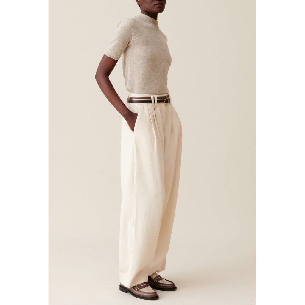 Claudie Pierlot - Pantalón Denim Ancho Plisado
