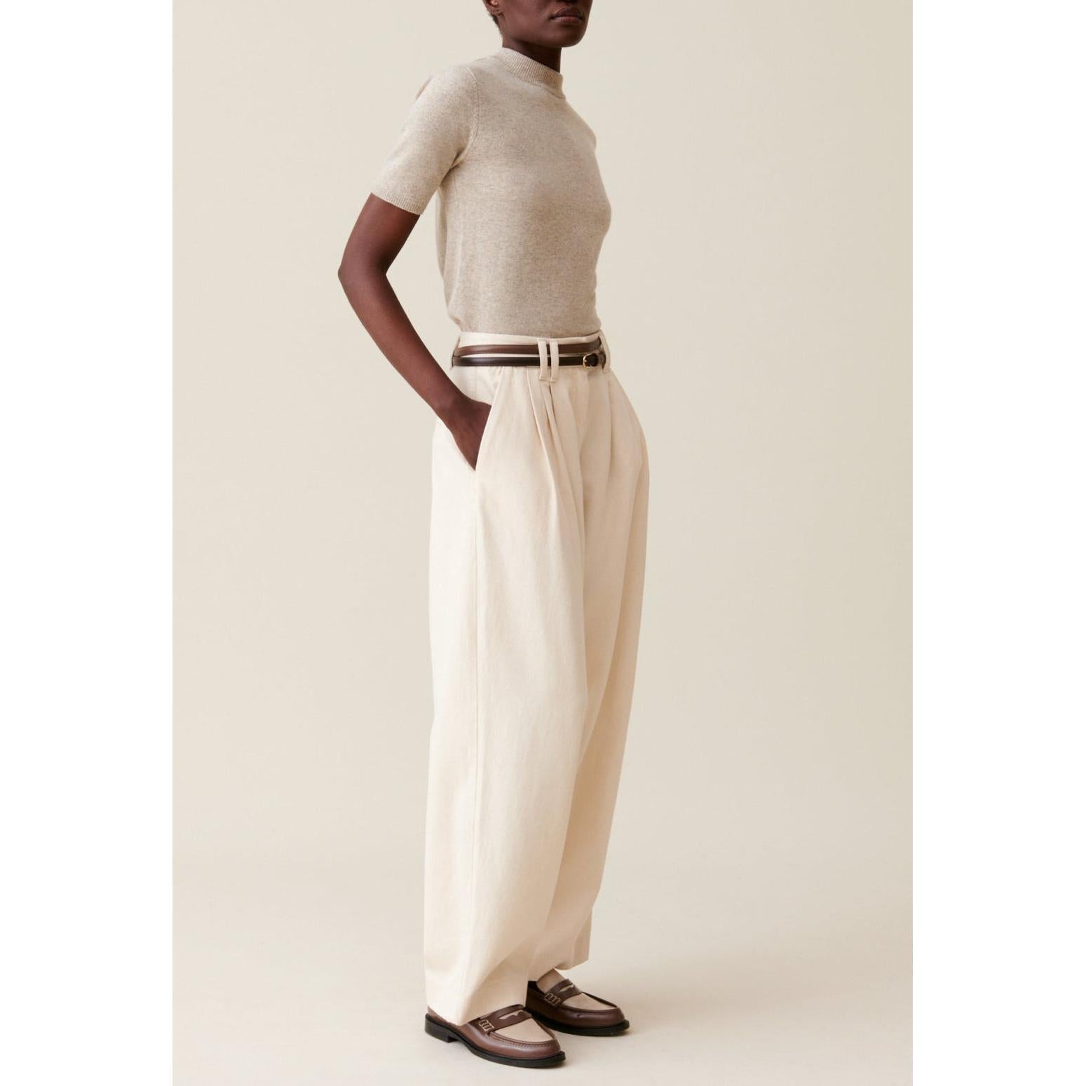 Claudie Pierlot - Pantalón Denim Ancho Plisado