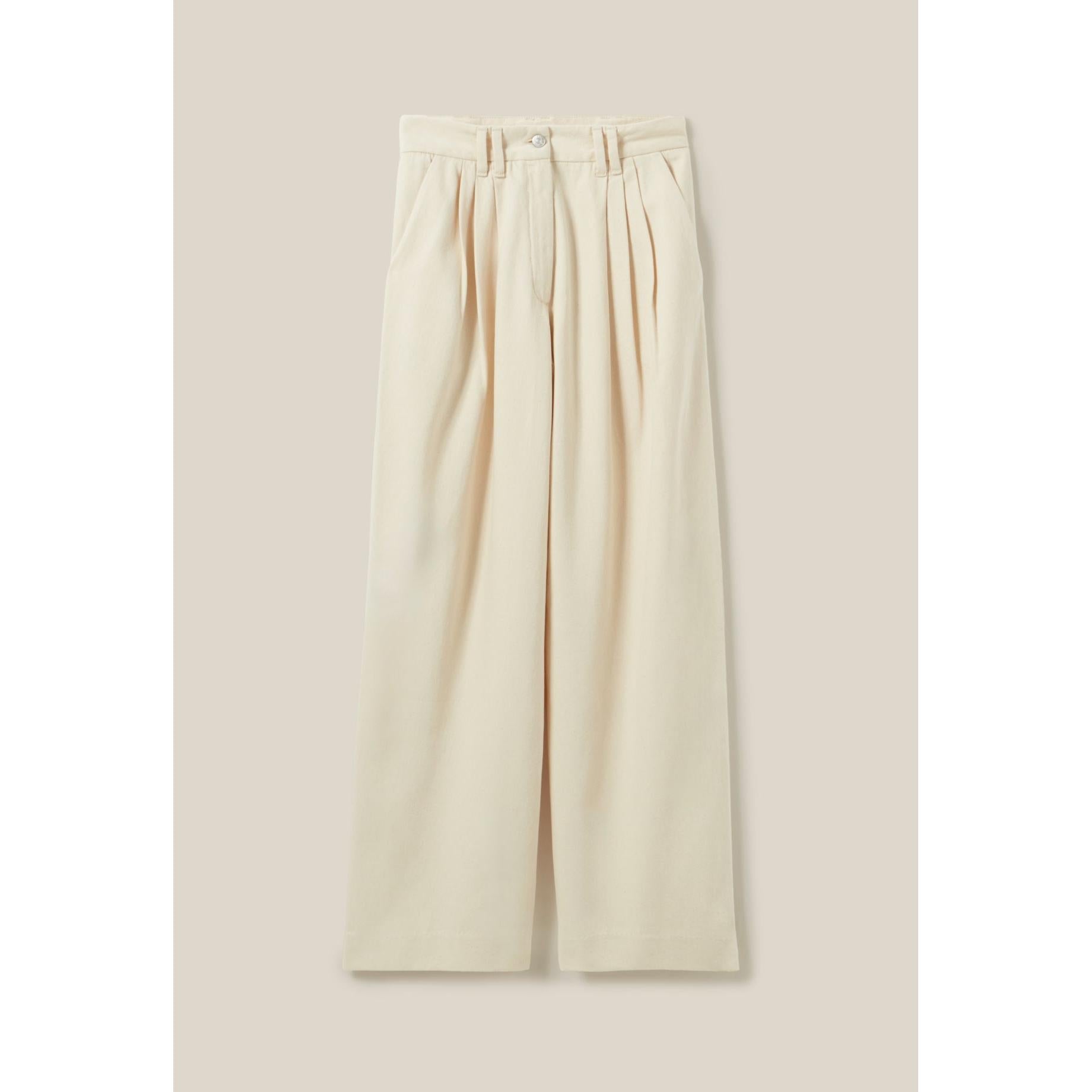 Claudie Pierlot - Pantalón Denim Ancho Plisado