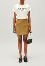 Claudie Pierlot - Jupe Cuir - Creme - Jaune Pale