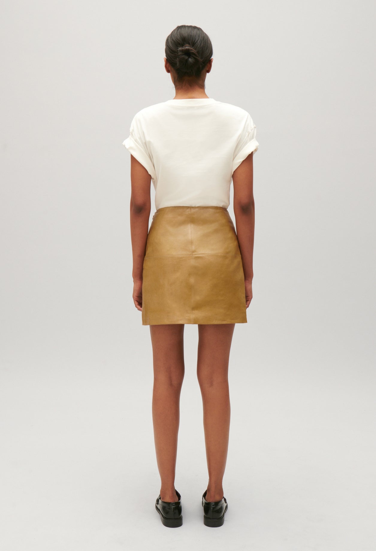 Claudie Pierlot - Jupe Cuir - Creme - Jaune Pale