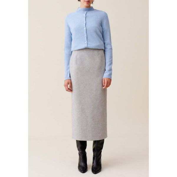 Jupe Crayon Taille Haute Gris Clair