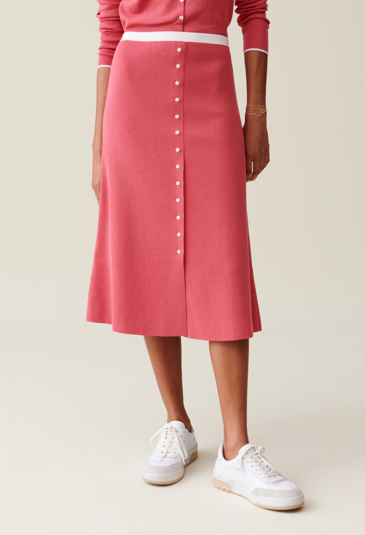 Jupe Maille - Maxi Plisso - Bois De Rose