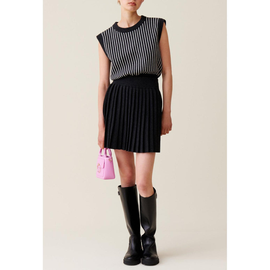 Falda Corta De Punto Gris Jaspeado