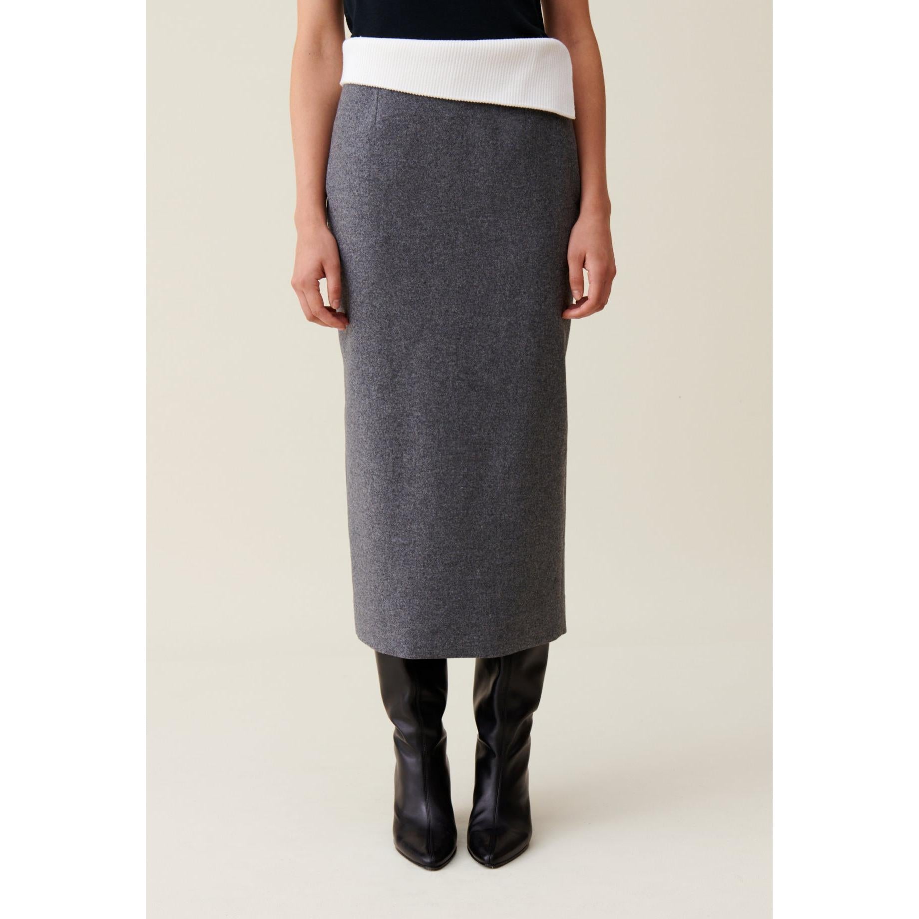 Grey Straight Skirt