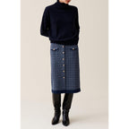 Jupe Monogramme Taille Haute Marine