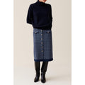 Falda azul marino con monograma de talle alto