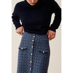 Jupe Monogramme Taille Haute Marine