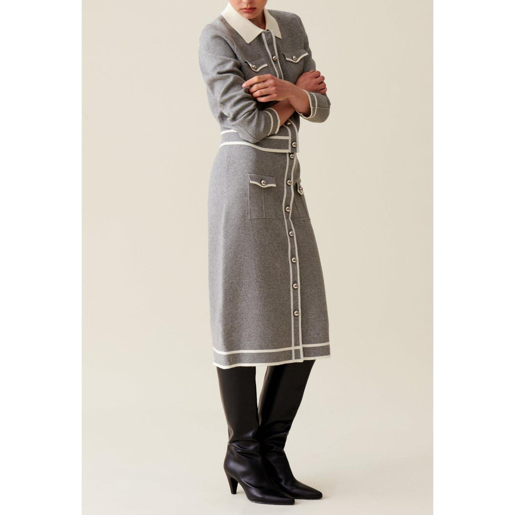 Falda de Punto Midi Gris