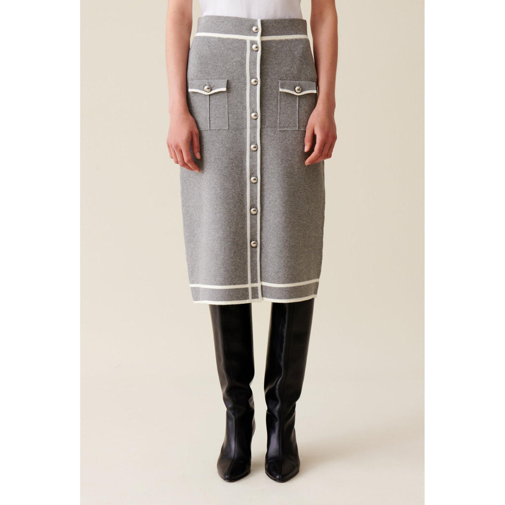 Falda de Punto Midi Gris