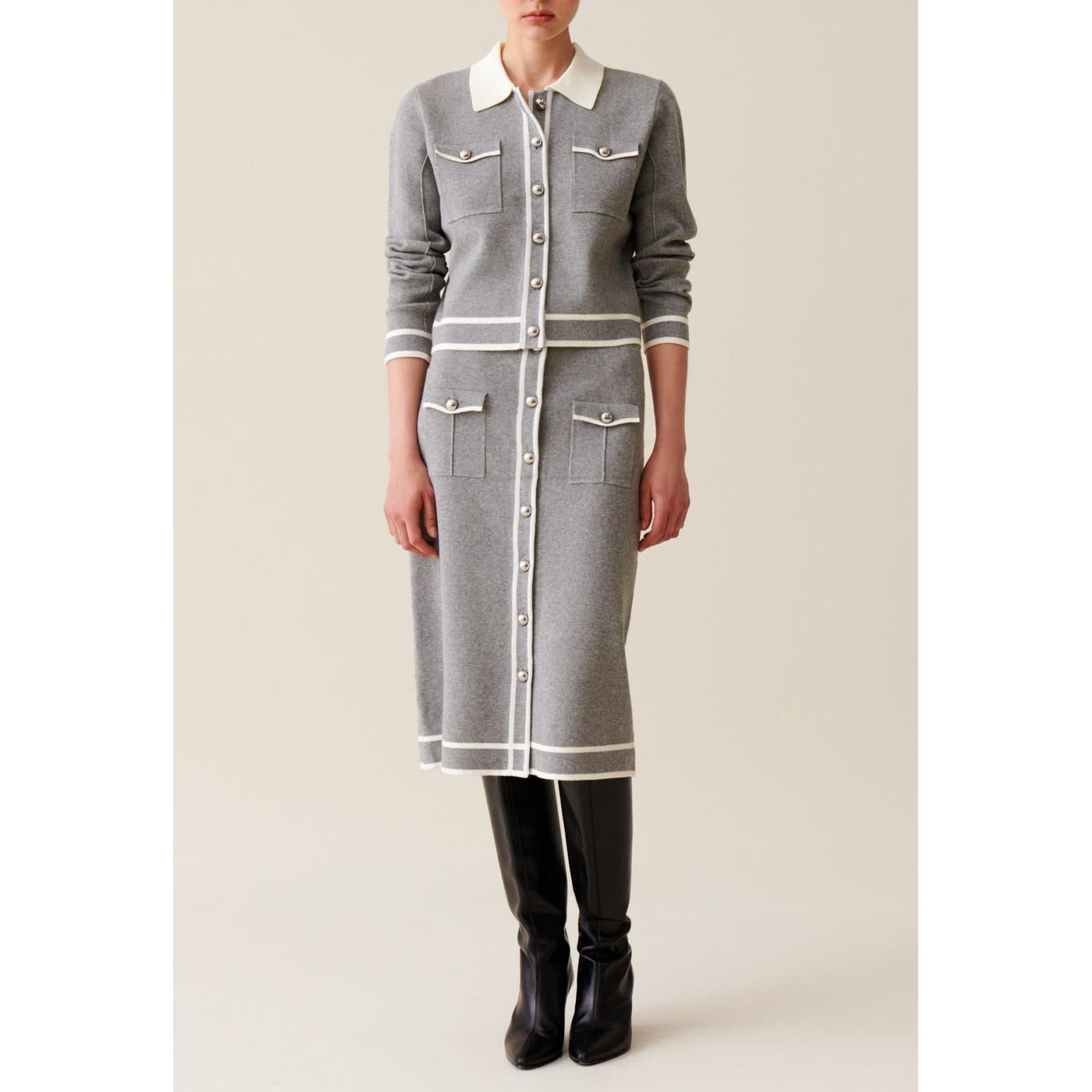 Falda de Punto Midi Gris