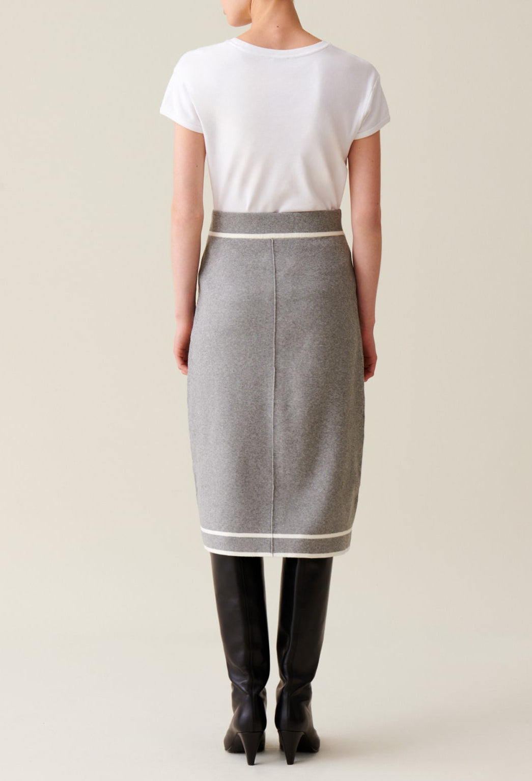 Falda de Punto Midi Gris