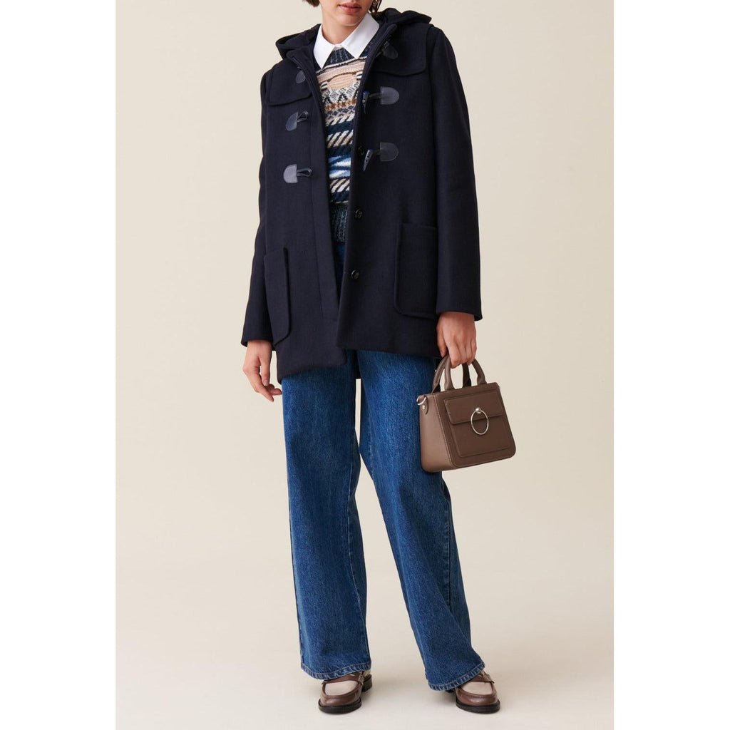 Claudie Pierlot - Manteau Court Capuche Bleu Marine