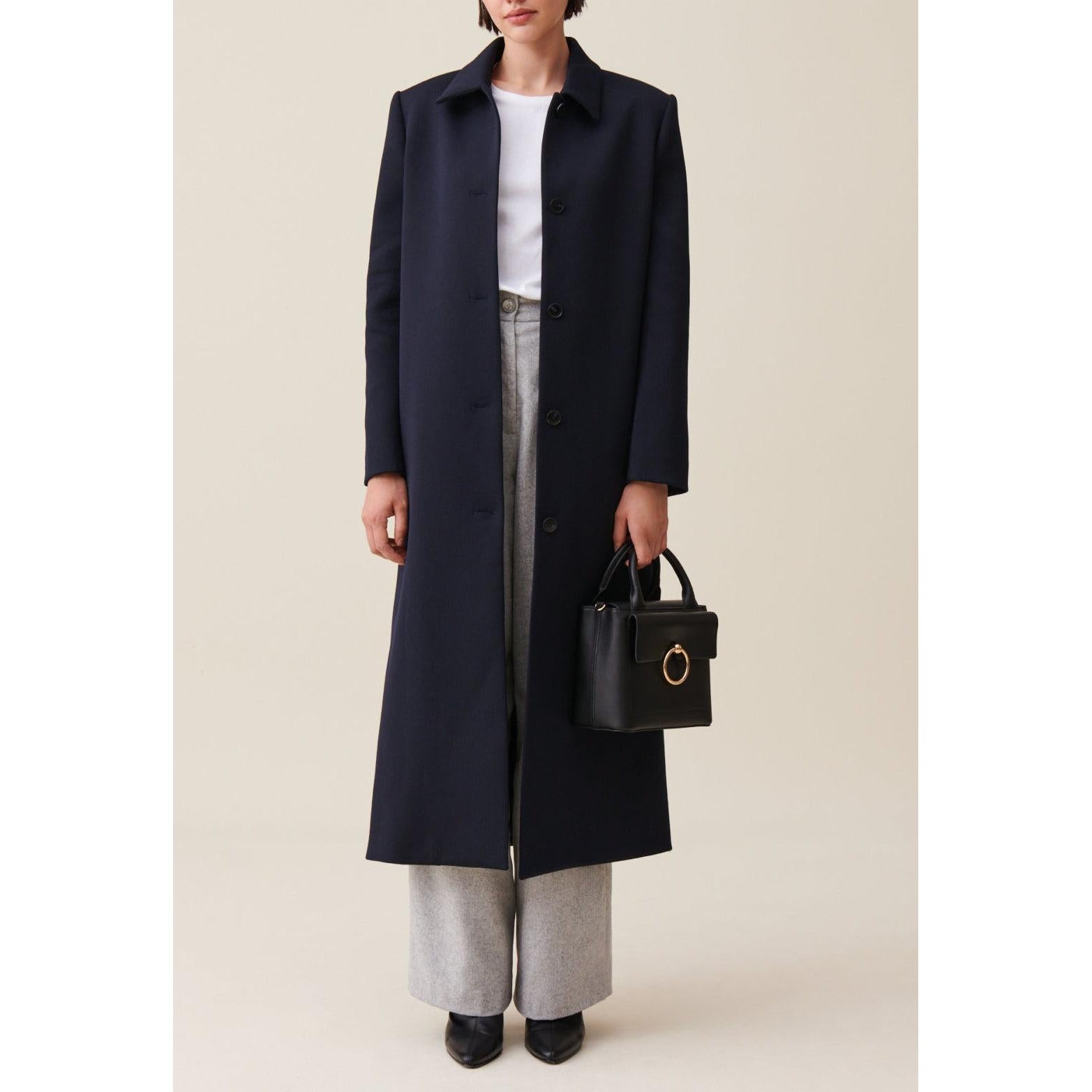 Claudie Pierlot - Manteau Long Coupe Droite Bleu