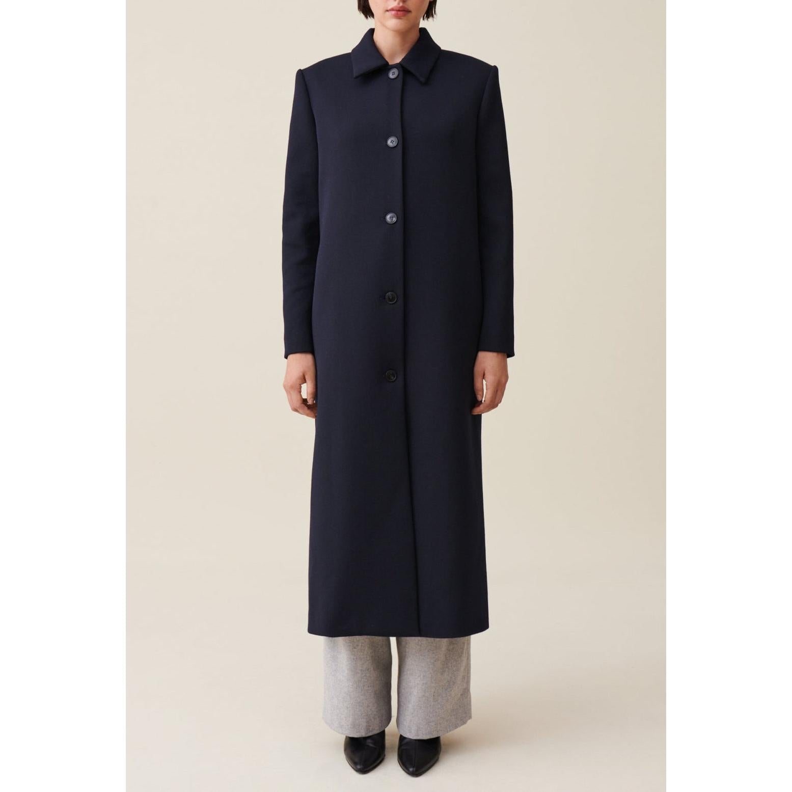 Claudie Pierlot - Manteau Long Coupe Droite Bleu