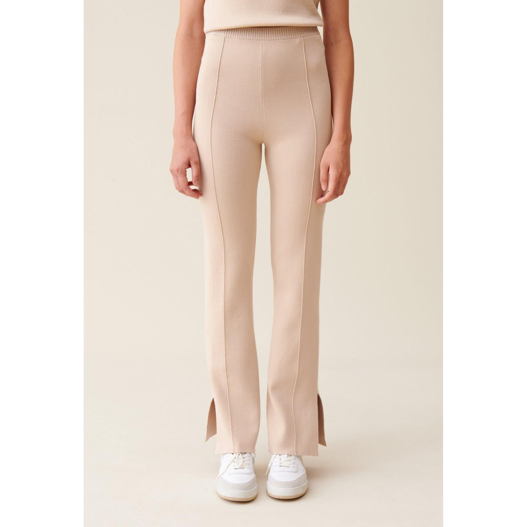 Straight-Leg Trousers with Ankle Slits