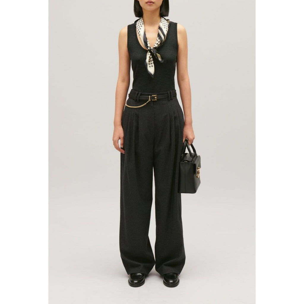 Pantalones anchos gris jaspeado