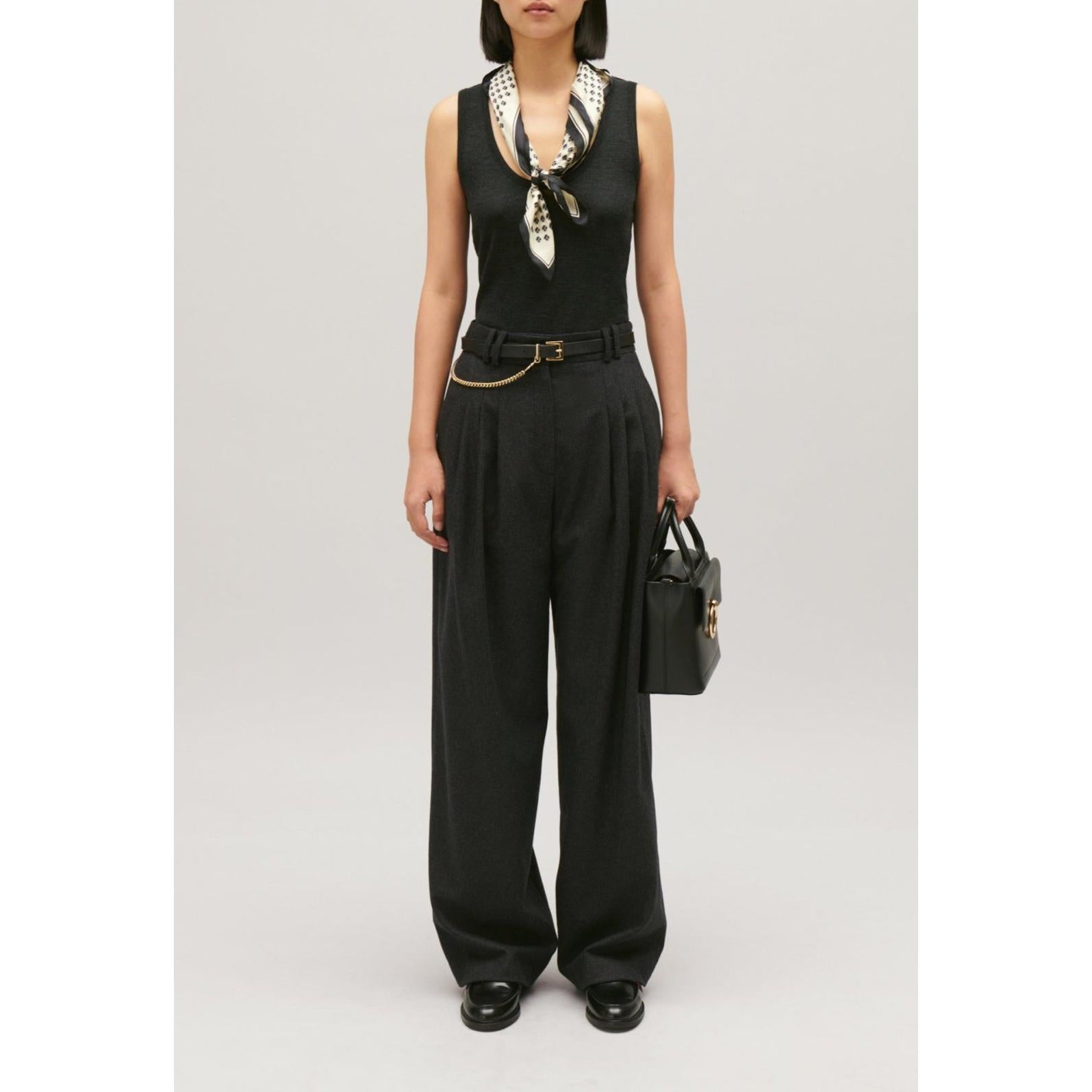 Pantalones anchos gris jaspeado
