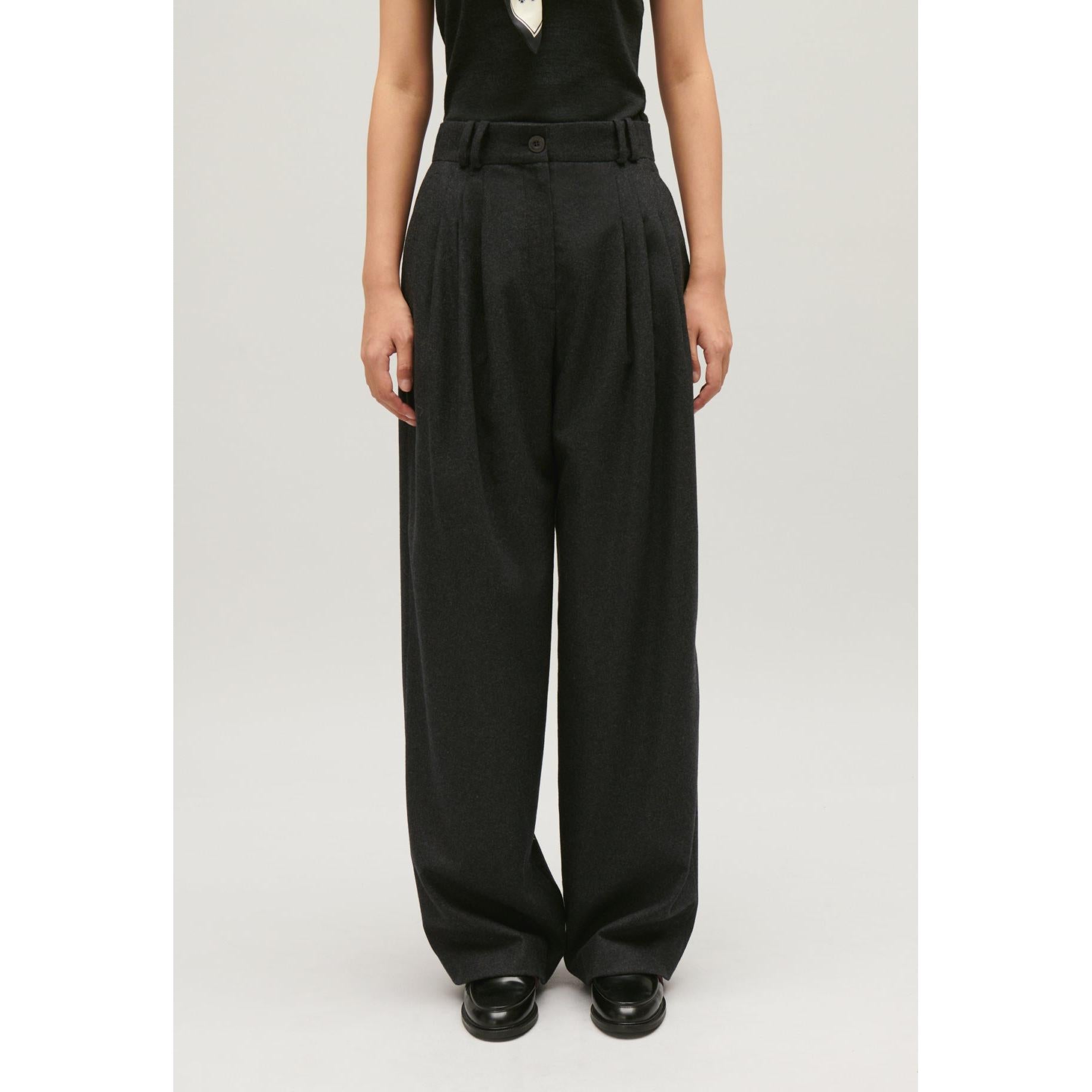 Pantalones anchos gris jaspeado