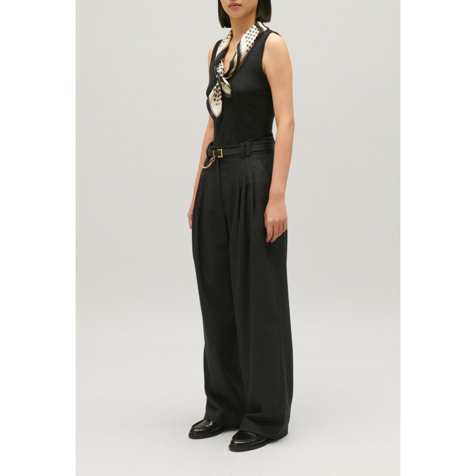 Pantalones anchos gris jaspeado