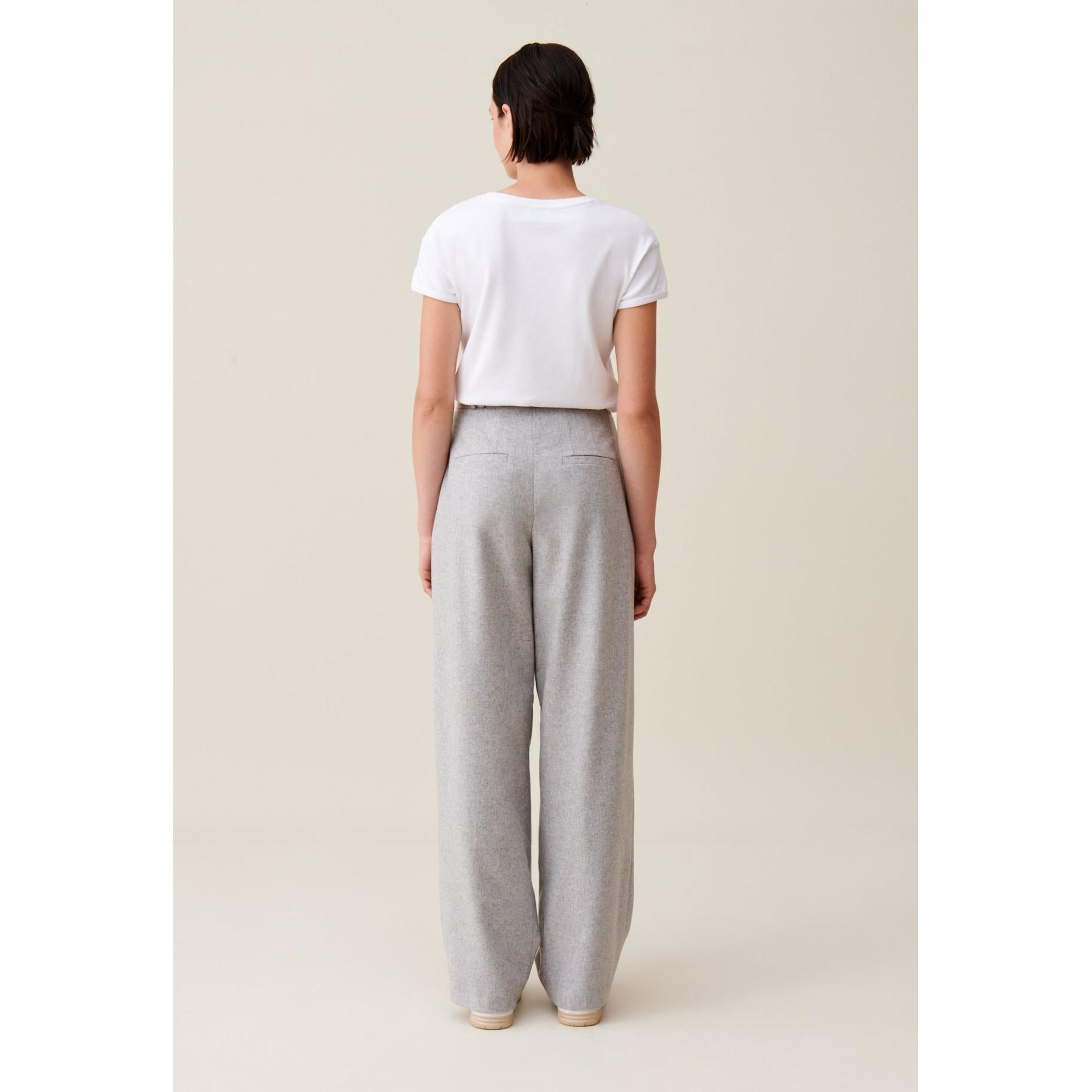 Claudie Pierlot - Pantalones anchos de punto gris claro
