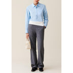 Straight-Leg Trousers with Contrasting Waistband