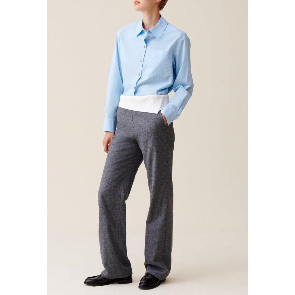 Straight-Leg Trousers with Contrasting Waistband