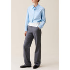 Straight-Leg Trousers with Contrasting Waistband