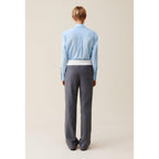 Straight-Leg Trousers with Contrasting Waistband