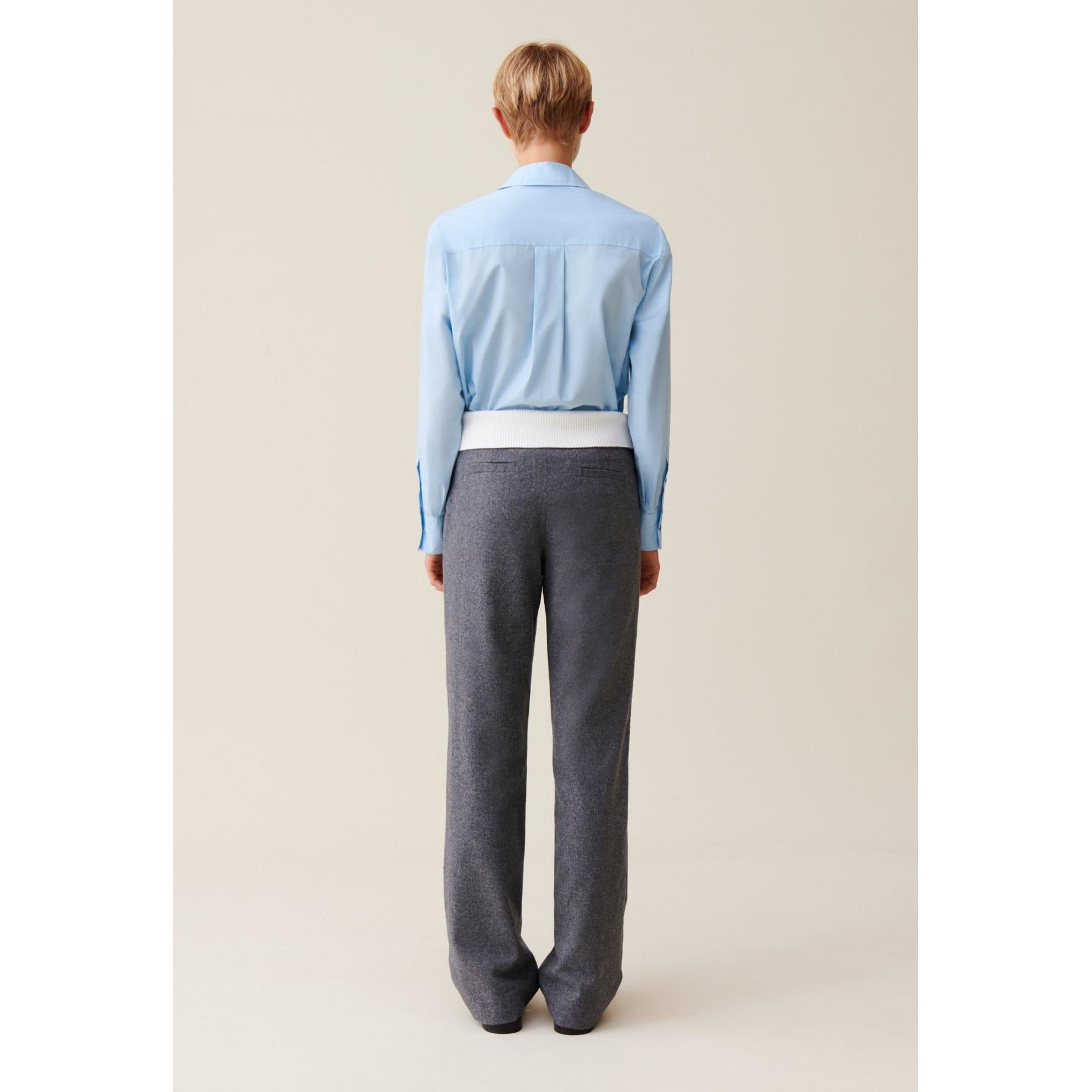 Straight-Leg Trousers with Contrasting Waistband
