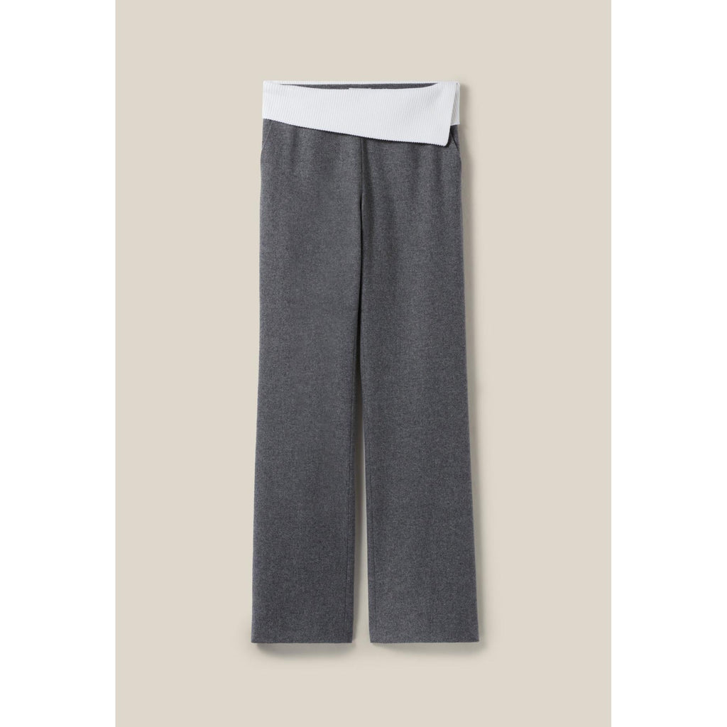 Straight-Leg Trousers with Contrasting Waistband