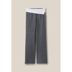 Straight-Leg Trousers with Contrasting Waistband