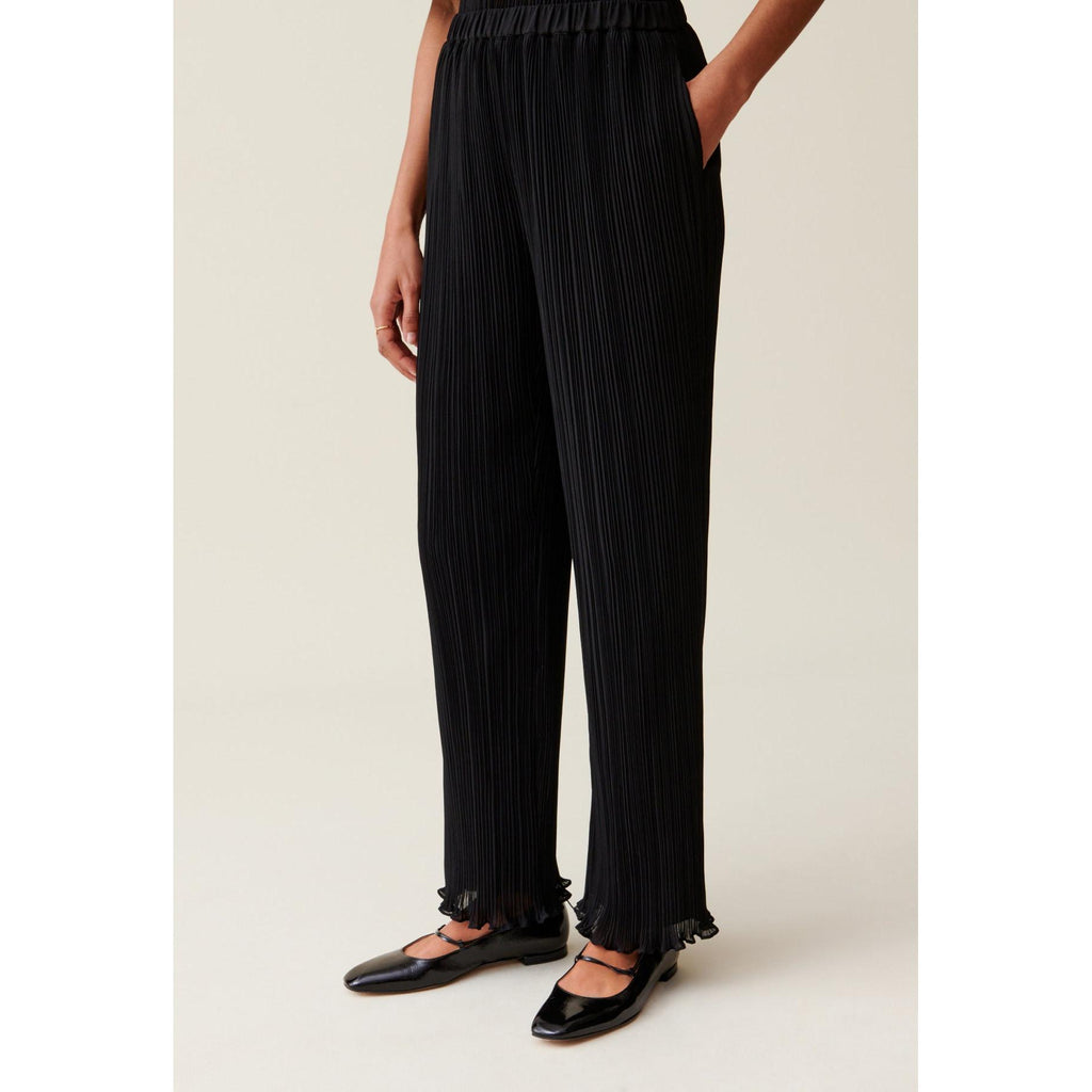 Pantalón Fluido Plisado con Volantes
