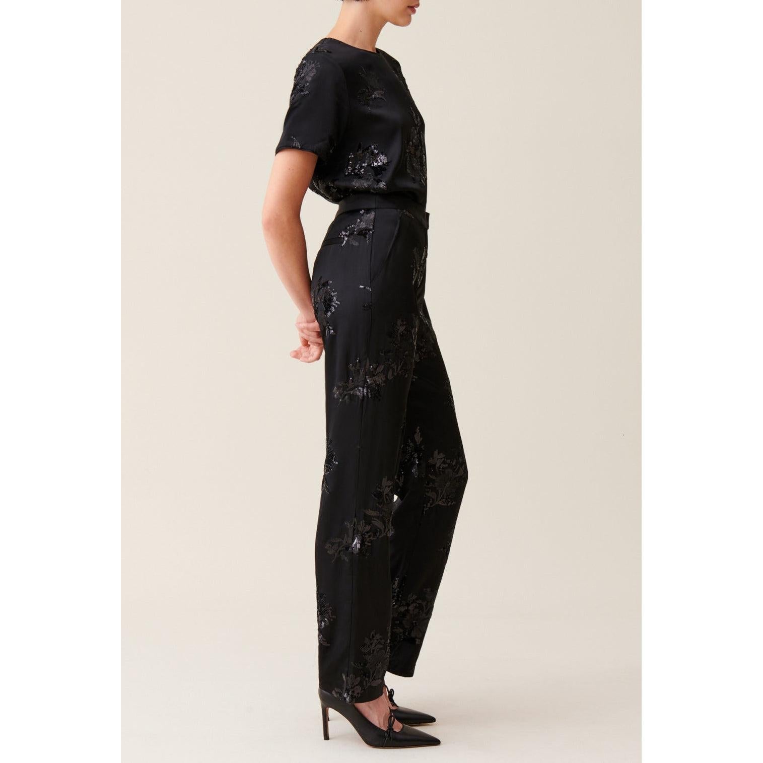 Claudie Pierlot - Pantalon Sequins Brodés Noir