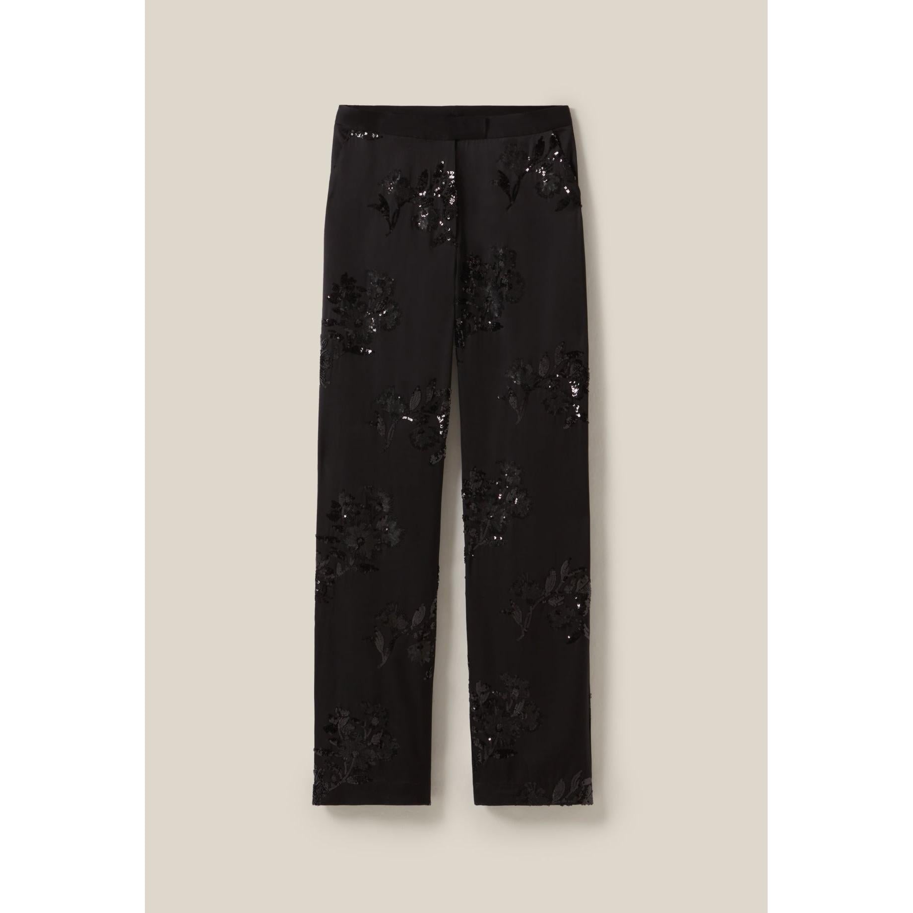 Pantalon Sequins Brodés Noir