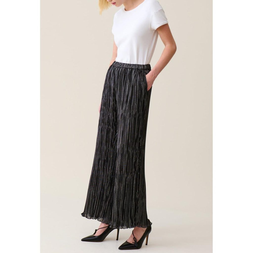 Claudie Pierlot - Pantalon Fluide Plissé Argenté